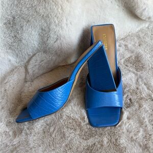 Express Croc-Embossed Blue Mules